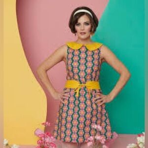 Unique Vintage Smak Parlor Retro 60s Layla Flowered Mini Dress, Sz XL
